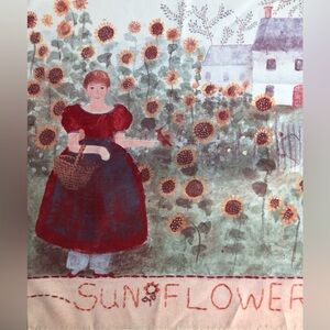 Sunflowers & Country Maiden Full Size House Flag Rare Print
